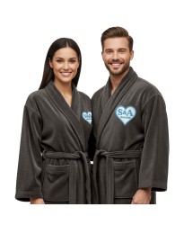 Personalised Heart Monogram Bathrobe – Customised Embroidered Initials & Date in Heart Design – Unisex Spa Couple Wedding Gift Robe